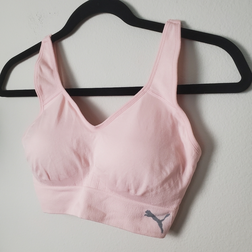 Puma Light Pink Sports Bra Women Medium - Picture 2 of 5